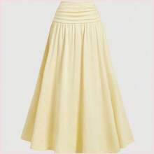 MOD Conjunto de 2 piezas color amarillo claro: Top de cuello alto y falda ajustada - Amarillo - Ver 7