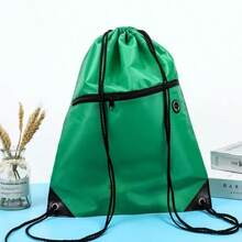 1 pieza/5 piezas/10 piezas/15 piezas Bolsa con cordón y cremallera, bolsa de almacenamiento de mochila de poliéster con doble cordón, gran capacidad - Multicolor - Ver 9