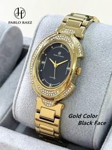 PABLO RAEZ 1件女款 18K金奢華水鑽鑲嵌時尚手錶 不鏽鋼IPG鍍金不褪色錶殼 優雅全新原裝迷人女款石英錶 時尚白色錶盤 AAA高品質 全新鑽石女款熱門腕錶 50m防水 實心厚錶帶 珠寶扣 隨意青少年可愛手錶 精緻禮物 送女友或家人 適合日常/工作/派對裝飾 畢業婚禮生日禮物 - 均碼 - 查看 15