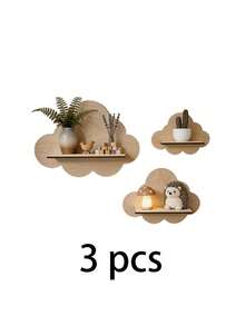 Cloud-Shaped Wooden Wall-Mounted Display Shelf - Baby Room Wall Storage Organizer, Suitable For Books, Suitable For Playroom - Space-Saving - Baby Room Storage - Display Stand - View 8