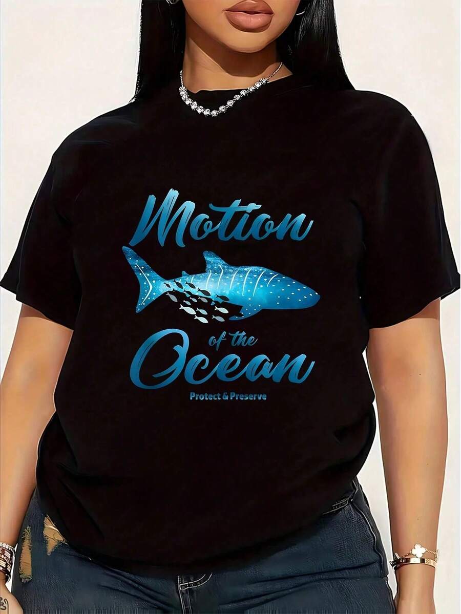 Nacida Para Surfear, Obligada A Hacer Rk Surfing, Surfista, Hang Ten, Océano, Camiseta de Talla Grande para Mujer, 1 Pieza, Divertida, Gráfica, de Manga Corta, Novedosa, 100% Algodón, Camise - Negro - Ver 1