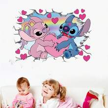 1 buah Stiker Dekoratif PVC Perekat Diri Kartun Anime Disney Stitch Stiker Dinding Antargalaksi Tahan Air untuk Rumah - Jahitan - View 5
