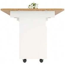 Kitchen Island, Modern Kitchen Island, Kitchen Cabinet, Removable Serving Trolley, Sideboard, Dining Trolley With Wood Grain, Sideboard, Multifunctional Dining Table With Storage Space, Black - White - View 11