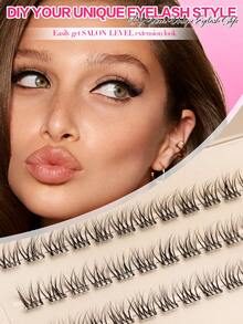 Waloshow Customized High-End Natural Long False Eyelashes, Soft C/D Curl Self-Adhesive Cluster Fluffy Eyelash Set, Eyelash Length 11-13mm, DIY Eyelash Extension, Lightweight And Fit, Glue-Free Eyelash Extension - C - View 6