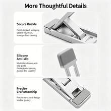 3-Level Adjustable Invisible Computer Stand, Nano Adhesive Strong Stick Washable, Alloy Portable Laptop Cooling Bracket - View 6