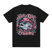 Funny Master Bait Fishing Parody T-Shirt, Women's Summer Clothes, Fashionable Short Sleeve Casual T-Shirt, Women's Top - 彩色 - 查看 1