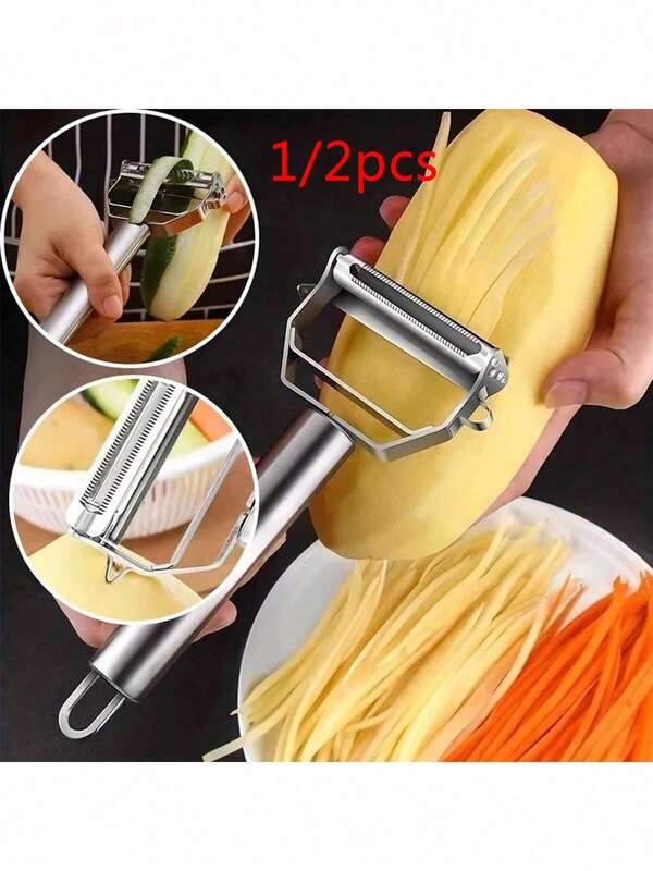 1pc Multifunctional Stainless Steel Peeler, Slicer, Shredder For Potatoes, Cucumbers, Carrots And Other Fruits & Vegetables