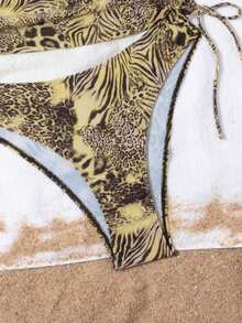 Maillot de bain bikini 2 pièces dos nu pour femmes, convient pour les vacances et la plage, toutes saisons d'été - Multicolore - Voir 7