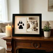 Pet Paw Print Keepsake Photo Frame Kit | Mess-Free Clean Touch Ink Pad, Dual-Slot Display For Pawprint & Pet Picture, Tabletop/Wall Mount Dog Cat Memorial Gift Keepsake Frame - 7 Inches - View 4