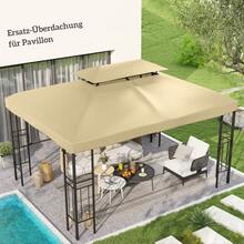 Outsunny Ersatzdach Für Pavillon 3 X 4 M Wasserabweisend Pavillondach Mit Double Ersatzbezug Für Gartenpavillon Ersatzteile Aus Polyestet-Stoff Beige - 卡其色 - 查看 4