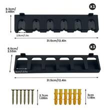 Vertical Wall Mount Fishing Rod Holder - ABS 6-Rod Storage Rack With Mounting Screws & Expansion Bolts, 14-Piece Set/This Fishing Rod Holder Is Made In China - Black - View 4