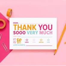 ThreeKin Collective Kids Fill-In-The-Blank Thank You Cards With White Envelopes, Double-Sided Postcards | Fun Colorful Design For Birthdays, Holidays And Other Occasions - Bright - View 2