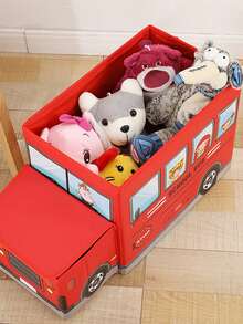 1 Set Children's Car-Shaped Storage Stool, Foldable Multifunctional Cartoon Car Storage Box, Cartoon Heart Multifunctional Stool - Multicolor - View 5