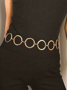 1pc Minimalist Geometric Circle Single Layer Body Chain, Punk Metal Women's Waist Chain (Random Circle Quantity)Gold Jewllery - Multicolor 7 - View 2