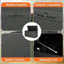 110 Gallon Resin Deck Box, Lockable Patio Outdoor Storage Box For Furniture, Garden Tools And Tools Storage, Waterproof Outside Storage Box - Black - B110 - View 4