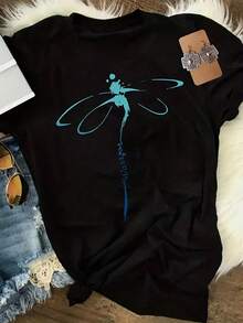 Camiseta de Capa Base con Estampado Degradado de Libélula Guerrera - Negro - Ver 2