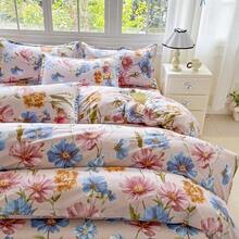 3-Piece Floral Duvet Cover Set, 100% Polyester, Soft & Breathable, Zipper Closure, Suitable For Bedroom, Hotel, Holiday Gift, Made In China - Blue - View 6