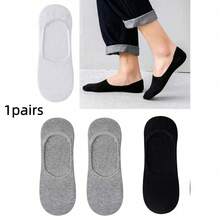 1/5/10/15/20 Pairs Unisex Minimalist Multi-Purpose Black & White Fashion Casual Silicone Anti-Slip Invisible Boat Socks, Comfortable Soft Sweat-Absorbing Breathable, Suitable For Daily Casual Sports All Seasons - Black - View 11