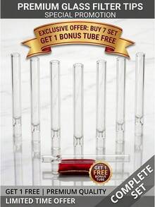 [$2.99 Shipping Included On All Items]8 Pcs (Buy 7 Get 1 Free) Premium Glass Filter Tips, High Borosilicate Material - Available In Clear & Multicolor, Straight Mouthpiece Elements For Daily Use - 透明的 - 查看 10