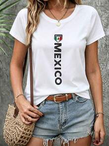 Playera "México Selección Nacional Minimalista" para Mujer - Diseño Casual OFEC - Blanco - Ver 1