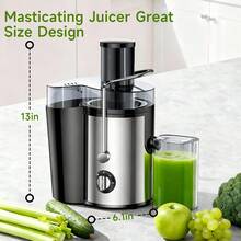 Multi-Functional Juicer, Fruit Juice Maker, Suitable For Vegetables And Fruits - Wide Feed Opening For Easy Juice Extraction, Easy To Clean, Space-Saving Design, Ideal Choice For A Healthy Lifestyle And Delicious Beverages, Christmas Gift - US A Type Plug(110-127V) - View 2