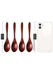1/4PCS Small Wooden Spoons, 5.7Inch/14.5cm Honey Spoons For Tea, Wooden Honey Teaspoons For Coffee, Little Tiny Wood Spoons, Mini Table Spoons For Jar & Condiment, Wooden Spoons For Eating - Brown - View 7