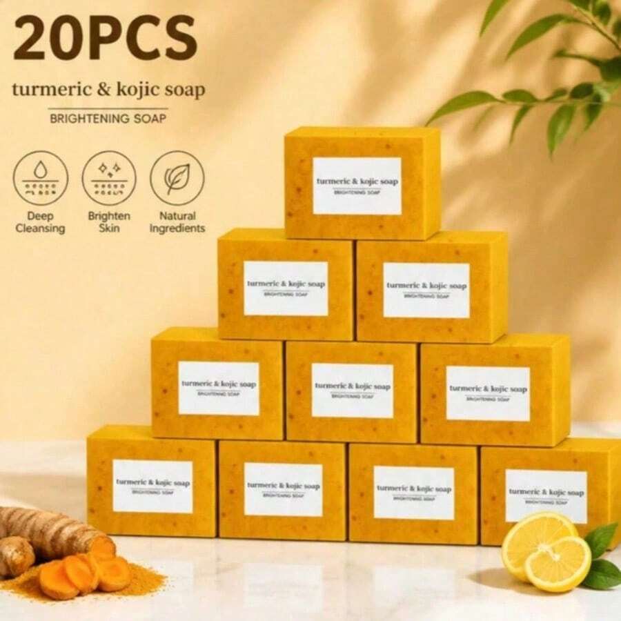 Turmeric Lemon Kojic Acid Soap 100g, Suitable For Face, Body And Hand Wash, Rich Foam Deeply Cleanses And Smoothens Skin, Handmade With Essential Oil - Giữ ẩm - Xem 1