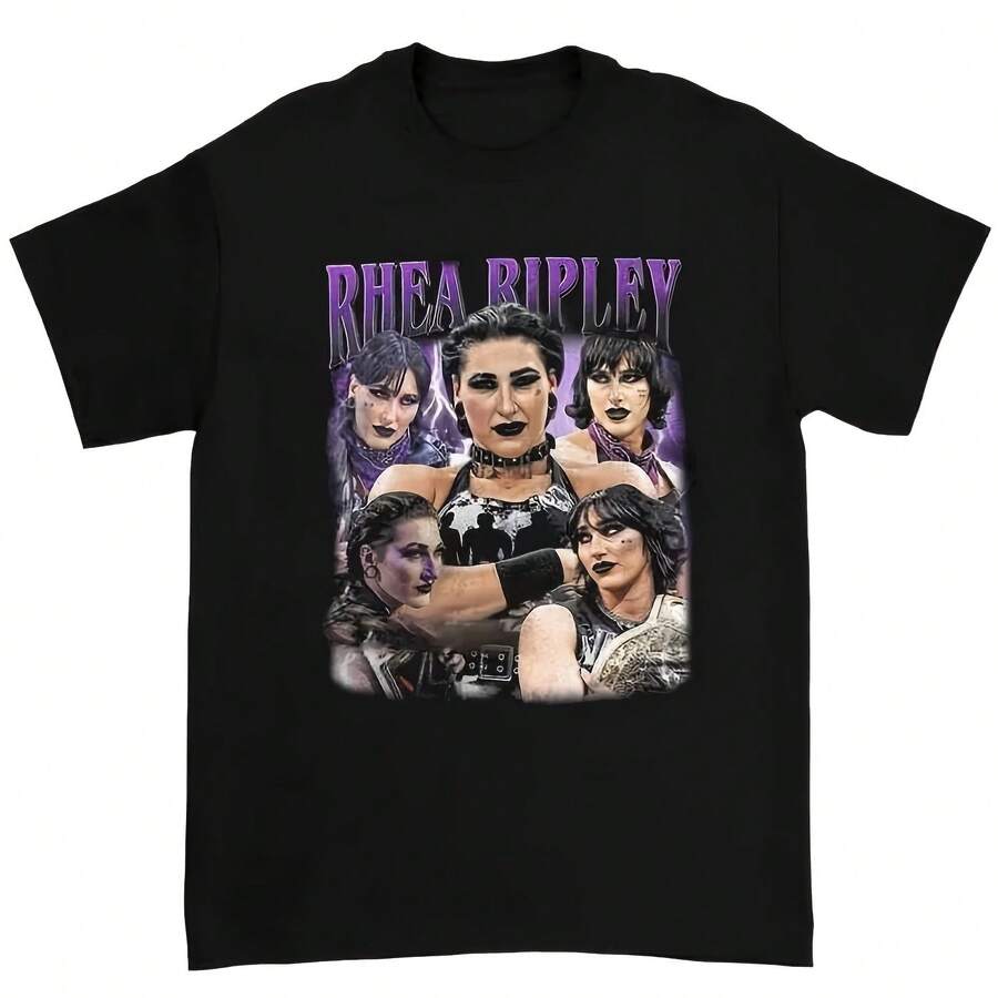 Rhea Ripley's New WrestleMania 42 Summer 2026 T-Shirt, 100% Cotton, Unisex, Wrestling, Oversized Graphic, Loose Fit, Quality, Crew Neck. - 彩色 - 查看 1