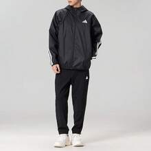 Adidas 男士运动夹克 M 3S WB 防撕裂面料，2026 春季新款连帽运动夹克跑步外套 IM7848 - IM7848 - 查看 1