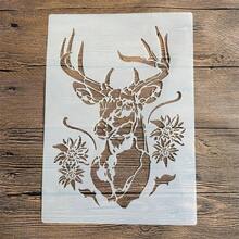 Reusable Deer Pattern Stencil For DIY Wall Art, Scrapbooking And Embossing - Durable PET Plastic, Easy To Use 11.7" X 8.3" Template - A - View 6