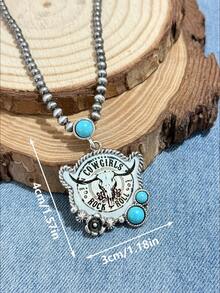 Women's Vintage Western Country Style Multi-Pattern Printed Necklace (4MM Pearl, 16 Inch Length). Suitable For Daily Wear, Dates, And Theme Parties, You'll Get Lots Of Compliments From Friends When Wearing It - Multicolor - View 17