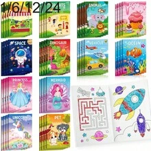 1/6/12/24本兒童塗色書，適合3-8-12歲，迷你塗色書，兒童派對小禮物，兒童生日禮物，小禮物袋填充物，學校課堂活動（不重複），返校季，學校用品 - 彩色 - 查看 9