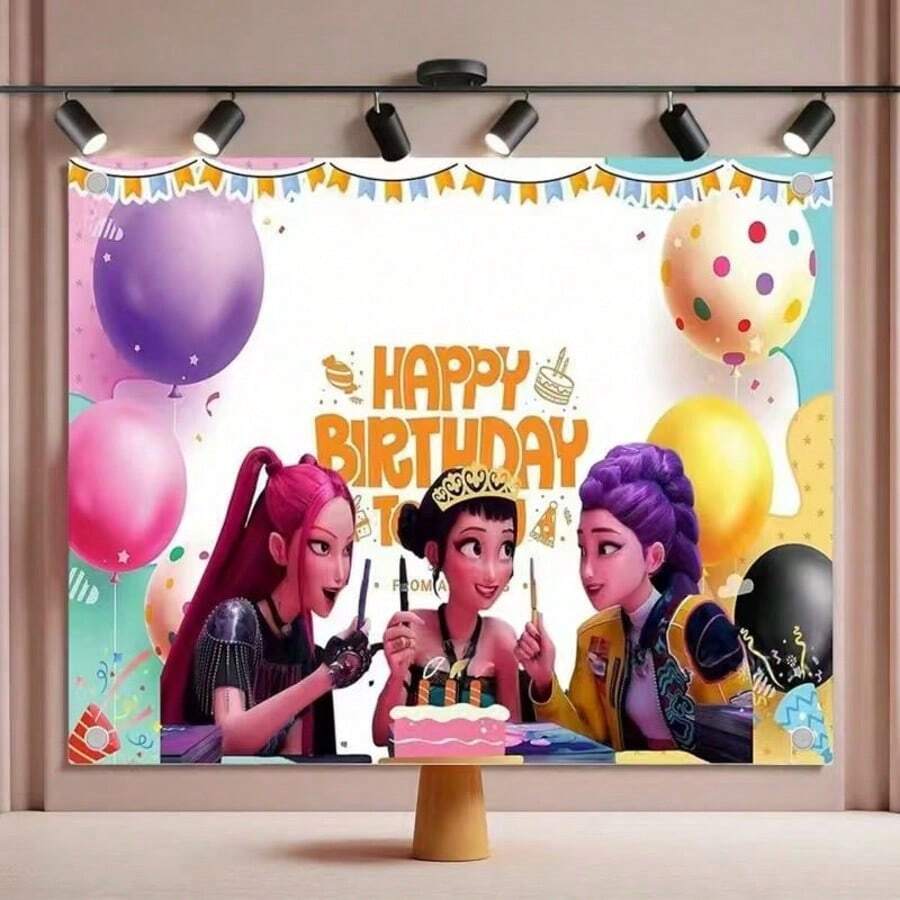 1件K-POP偶像主題派對裝飾,以K-Pop偶像為特色,非常適合粉絲聚會、生日派對和其他場合。創造您自己的有趣且獨特的裝飾(隨機設計)。 - 彩色 - 查看 1