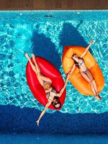 1 pieza Silla de ocio inflable para exteriores, sofá de cojín de aire para playa, opciones de multicolor, hecho de material grueso y duradero, con bolsa de almacenamiento para un fácil plegado y transporte, adecuado para viajes, campamentos, playa, picnics y otros escenarios - Multicolor - Ver 3