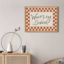 1pc Canvas Wall Art With Frame, "What To Eat Tonight?" Canvas Mural, Vintage Red Plaid Border Kitchen Quote Painting, Retro Cursive Text Art, Stylish Poster For Dining Room And Kitchen, Fun Food Lover Home Decor Gift, Home Decor, Room Decor Aesthetic, Apartment Decor, Bedroom Decor, Living Room Decor, Best Gift For Friends, Housewarming Gift, Mother's Day Decor, Father's Day Poster, Wedding Gift, Campus Poster - Text Poster - View 7