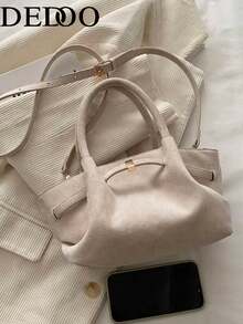 Dedoo Women's Vintage Matte Tote Bag, Fashionable Elegant Underarm Shoulder Bag, Old Money Style - Beige - View 7