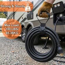 New Extension Cord Storage Straps, Adjustable Soft Tube Hooks Heavy Duty Fixing Straps With Hooks, For Garage Organization And Storage Of Electrical Wires, Suitable For Cables, Hoses And Ropes Heavy Duty Storage Straps - Black - View 2