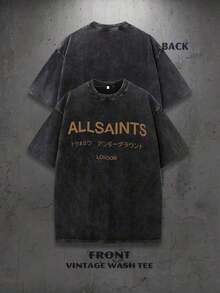 hombres y mujeres100% algodónCamiseta de ujer Estilo Vintage con Estampado Gráfico Allsaint ondon, Ropa Casual para Primavera y Otoño, Regalo Perfecto para Amantes de la oda - Negro - Ver 1