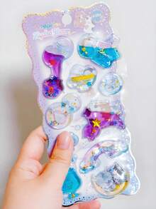 兒童手工獎勵 3D 水晶動態貼紙 星形寶石 兔子企鵝裝飾貼紙 創意手工材料 - 彩色 - 查看 12
