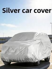 Universal Waterproof Car Cover - Full Car Cover. UV-Resistant, Rainproof, Dustproof, Snowproof And Heat-Resistant PEVA Material, All-Season Vehicle Protection, Dustproof, Car Accessories, Car Cover | Fashion Car Cover | Durable Car Cover, Car Sunshade, National Day Gift, Halloween Gift, Christmas Gift - Silver - View 2