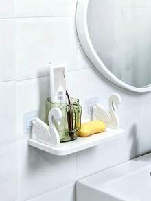 White Swan Wall-Mounted Bathroom Storage Rack, Bathroom Shampoo And Cosmetic Storage Rack, Bathroom Shelf, Bathroom Hanging Rack, Cosmetic Storage Rack, Bathroom Organizer, Shampoo Gel Storage Rack, Bathroom Accessories. - Multicolor - View 4