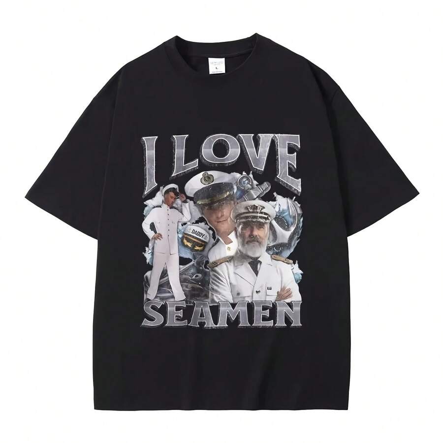 Funny Offensive Sailor T-Shirt I Love Seamen, 100% Pure Cotton T-Shirt For Men And Women, Fashion Casual Tees, Vintage Unisex Tees - 彩色 - 查看 1