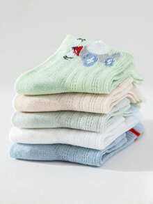 5 Pairs Summer Thin Kids Socks, Cute Cartoon Car Pattern Baby Mesh Ankle Socks For Boys - Multicolor - View 5
