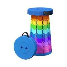 1pc Rainbow Telescopic Stool, Portable Plastic Folding Stool, Adjustable Height, For Outdoor, Train Queue, Fishing - Multicolor - View 7