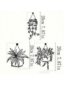 Set de 3 piezas de decoración de pared metálica: maceteros colgantes con diseño de hiedra, adecuados para interiores y exteriores, decoración fácil de colgar, regalo perfecto para Navidad, Acción de Gracias, inauguración de casa, Día de San Valentín - Negro - Ver 13