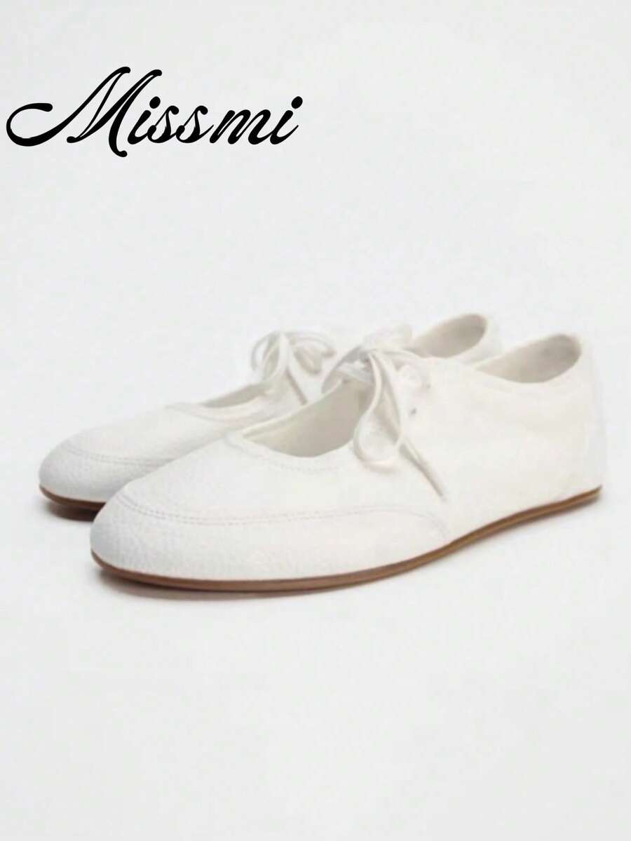 New Spring/Autumn Fashion British Style Low Vamp Ballet Flat Lace-Up Casual Mary Jane Shoes [Please Order One Size Up According To The Size Chart],Mothers Day Gift