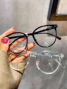 Gafas de marco de plástico minimalista para hombres, estilo retro clásico, moda transparente - Multicolor - Ver 2