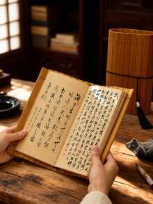 Bamboo Slide-In Notebook - Museum & Attraction Souvenir, Stamp Collecting Diary, Chinese Style Performance Prop, Customizable Hardcover Notebook For Engraving And Writing, Back To School Gift School Supplies - Bamboo Chinese Style - View 3