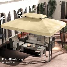 Outsunny Ersatzdach Für Pavillon 3 X 4 M Wasserabweisend Pavillondach Mit Double Ersatzbezug Für Gartenpavillon Ersatzteile Aus Polyestet-Stoff Beige - 卡其色 - 查看 8