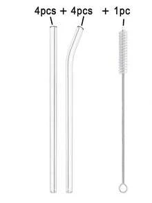 1/2/4/6pcs Glass Straws + 1 Cleaning Brush, High Borosilicate Glass Straws, Heat-Resistant Colorful Straws, Suitable For Beverages And Milk Tea, Transparent Multi-Color Glass Tubes, School Supplies, Back To School Essentials - Transparent - View 17